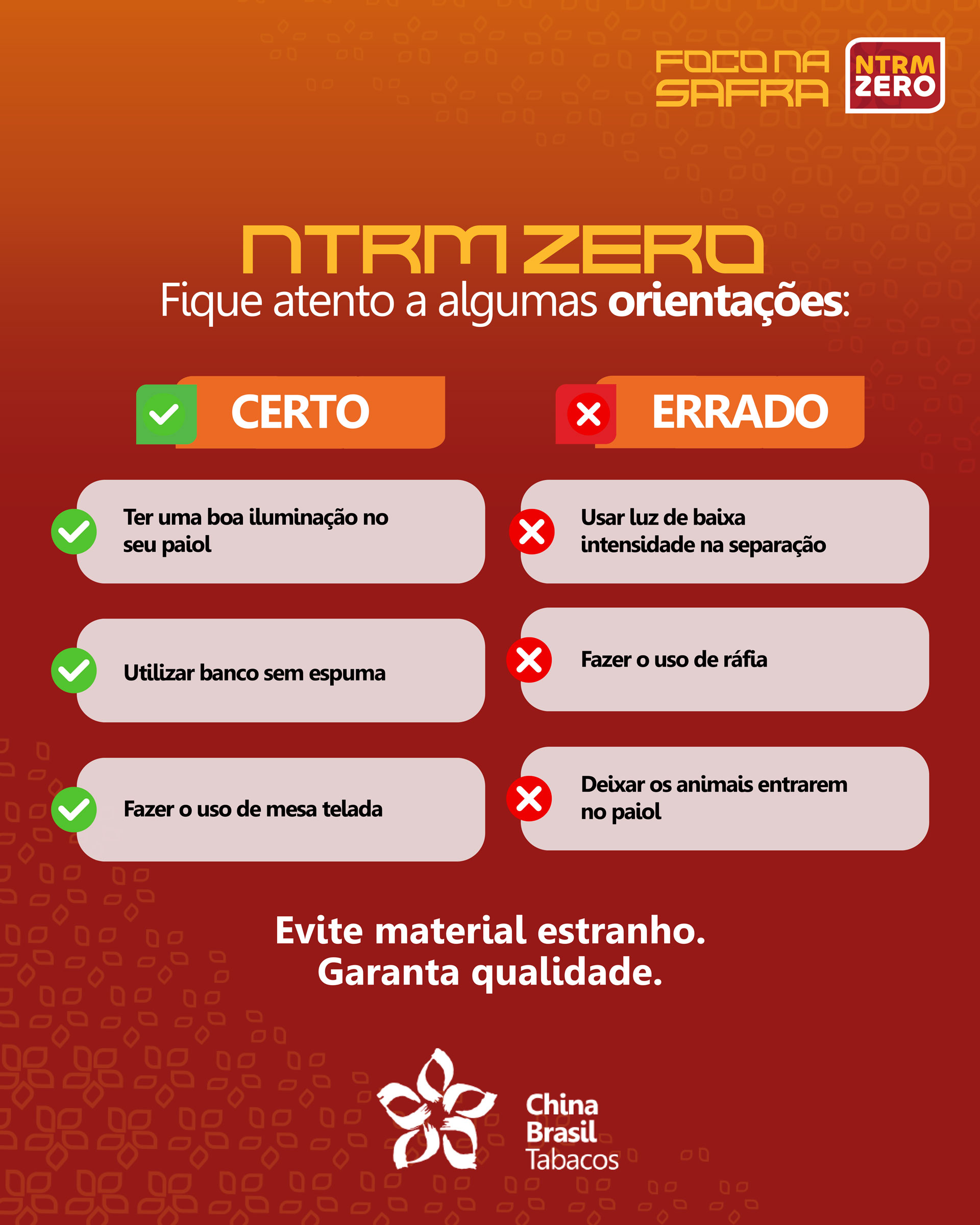 NTRM Zero Fique atento a algumas orientações
